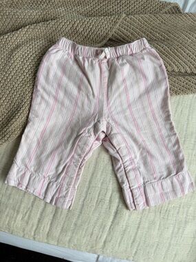 GAP Pink and Light Green Striped Baby Pants With Ruffled Butt